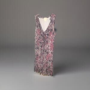 Anthropologie Maeve Winward Ruffle Lace Up Dress Women's Size X Large Paisley D9